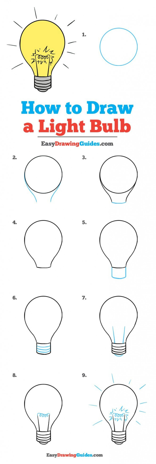 How to Draw a Light Bulb - Really Easy Drawing Tutorial  Drawing