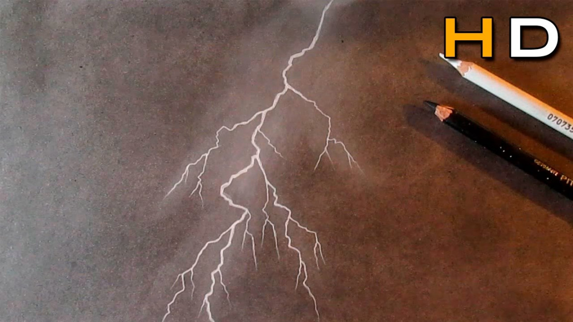 How to Draw a Lighting Strike With Charcoal Step by Step - Drawing Storm