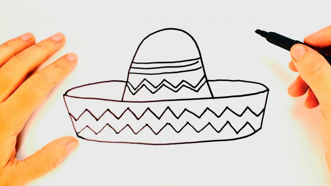 How to draw a Mexican Hat  Mexican Hat Easy Draw Tutorial