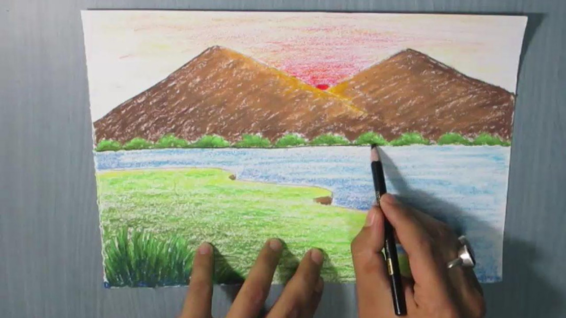 How to Draw a Mountain Landscape for Kids easy. Watch detail Color  information on the video.