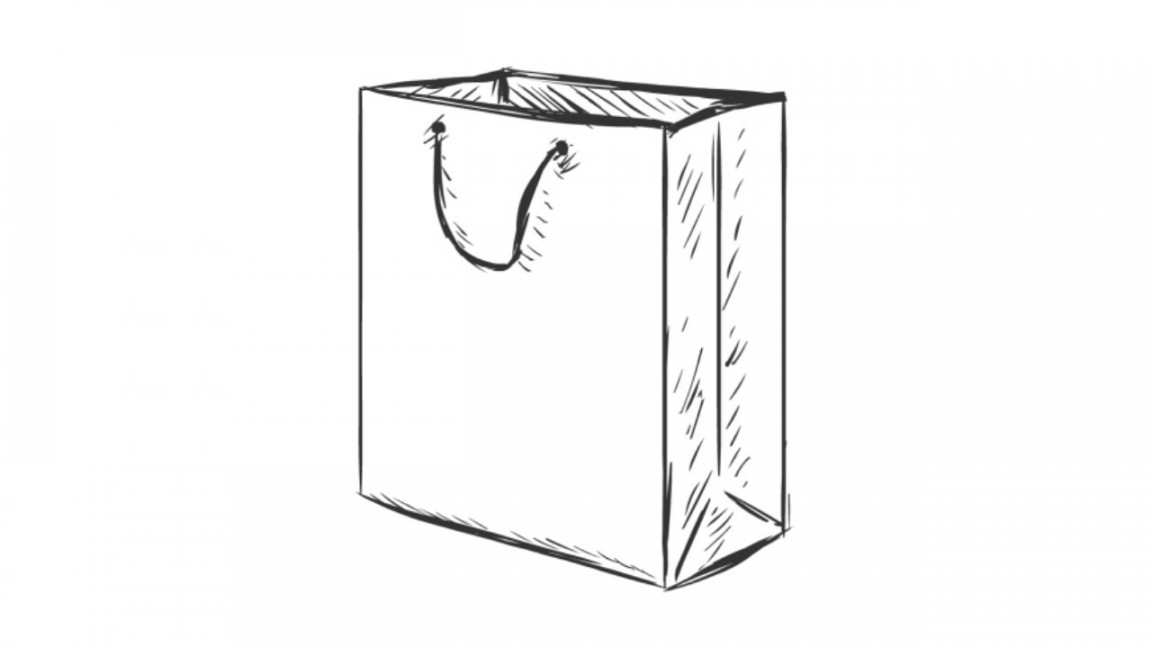 How to Draw a Paper Bag  Drawing of a Shopping Paper Bag