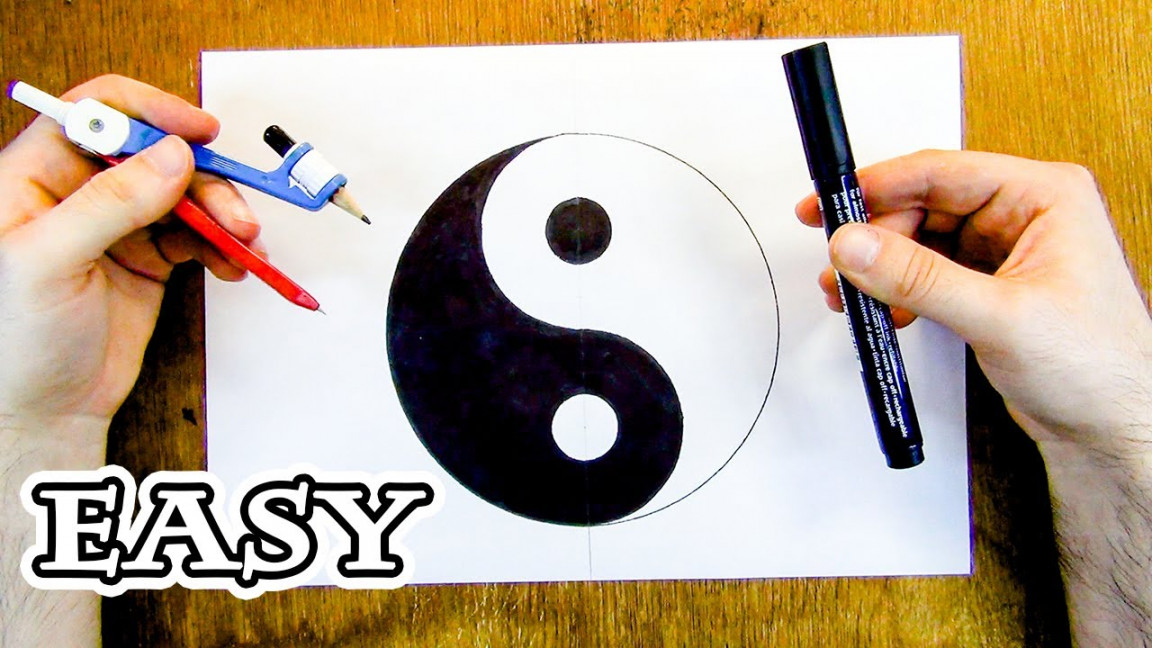 How To Draw A Perfect Symmetrical Yin And Yang Easily - Easy Method To Draw  Yin Yang Symbol