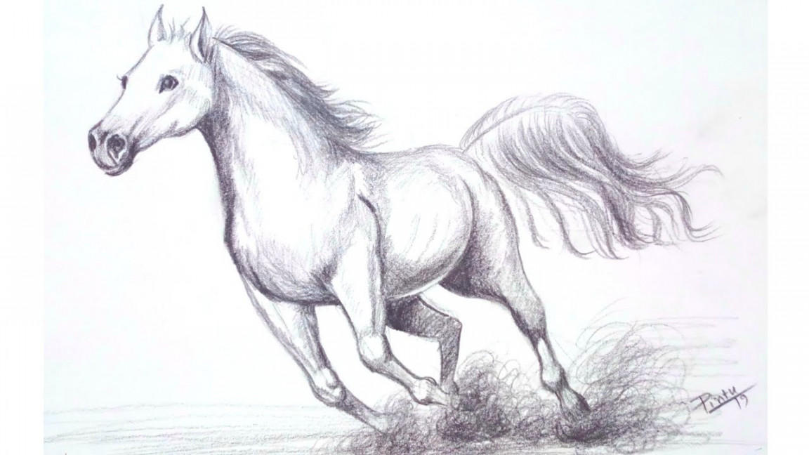 How to draw a running horse - Pencil shading