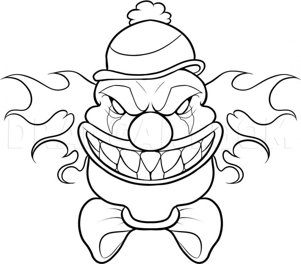 How To Draw A Scary Clown, Step by Step, Drawing Guide, by Dawn