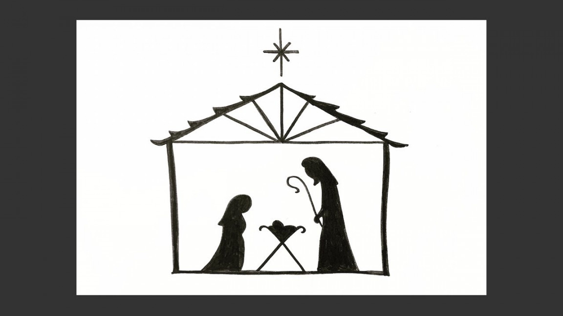 How to draw a simple Nativity scene - Christmas card idea