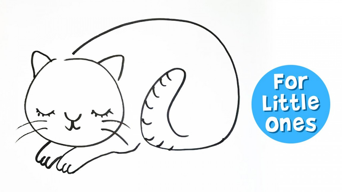 How to draw a sleeping cat # - Simple drawing tutorial for kids - Easy  drawing step by step