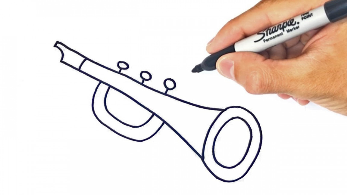 How to draw a Trumpet for kids  Trumpet Easy Draw Tutorial