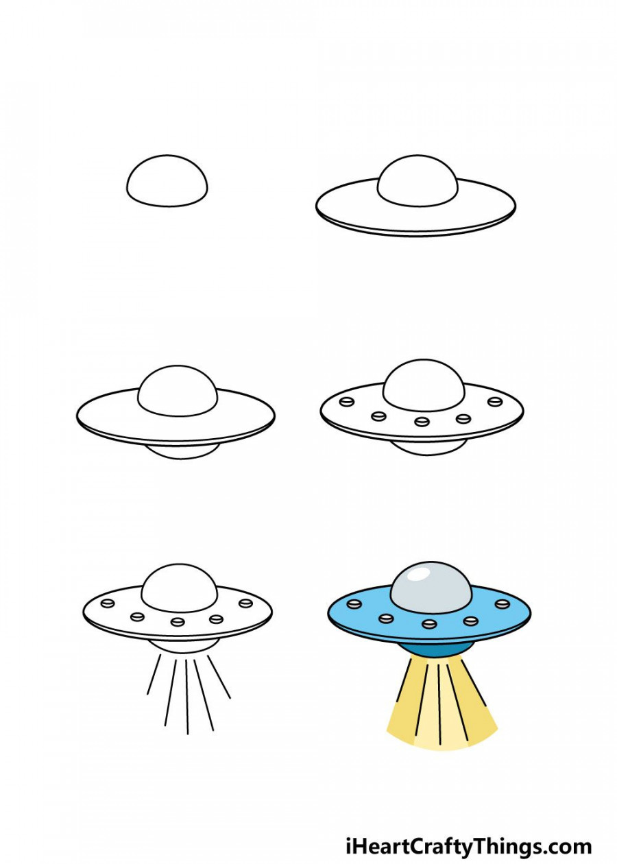 How to Draw A UFO – A Step by Step Guide  Space drawings, Easy