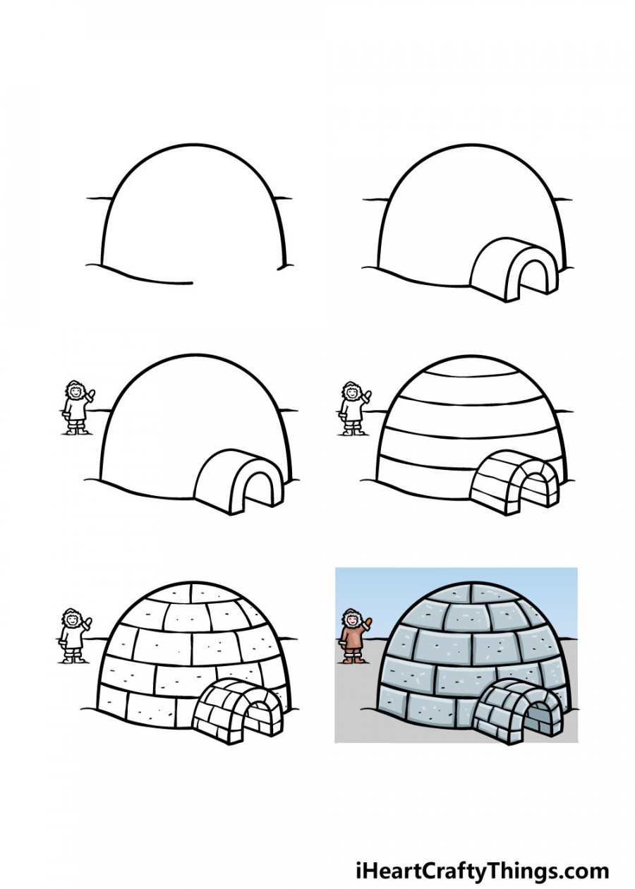 How to Draw An Igloo – A Step by Step Guide  Igloo drawing