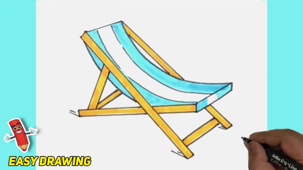 How to draw beach chair very easy. Relaxing chair drawing step by step.