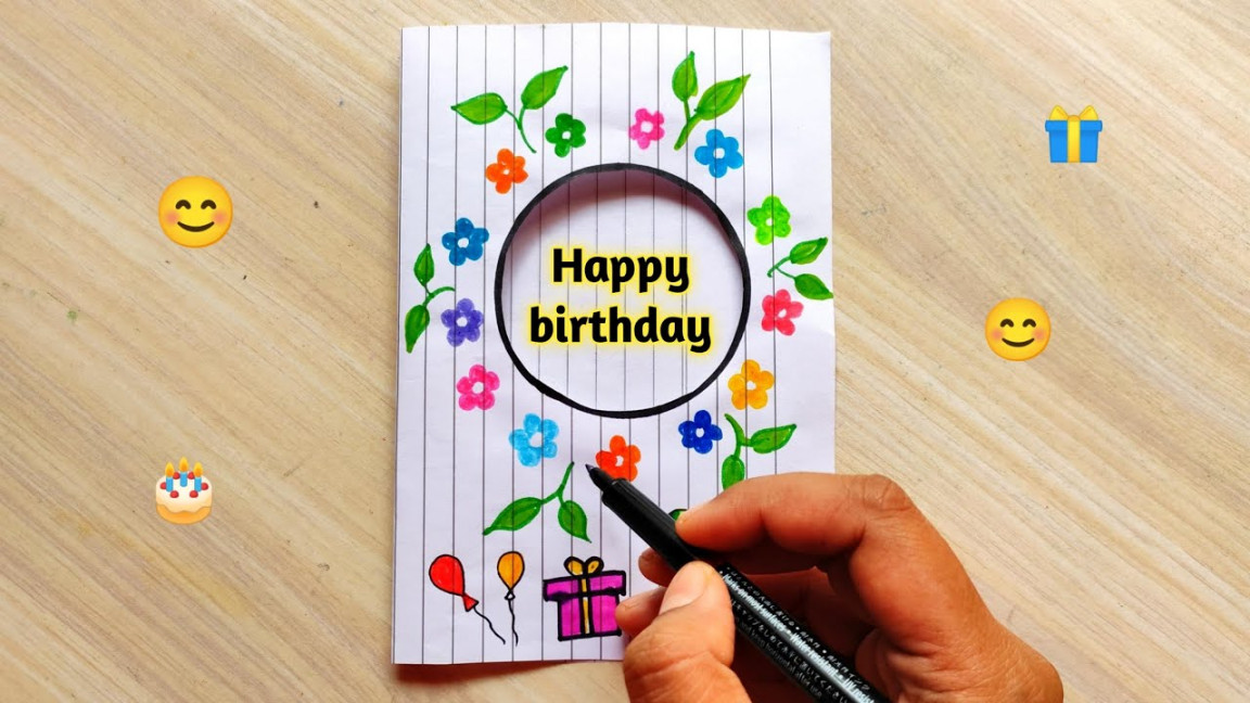 How to draw Beautiful Happy Birthday Card easy  Note book Happy Birthday  card drawing easy