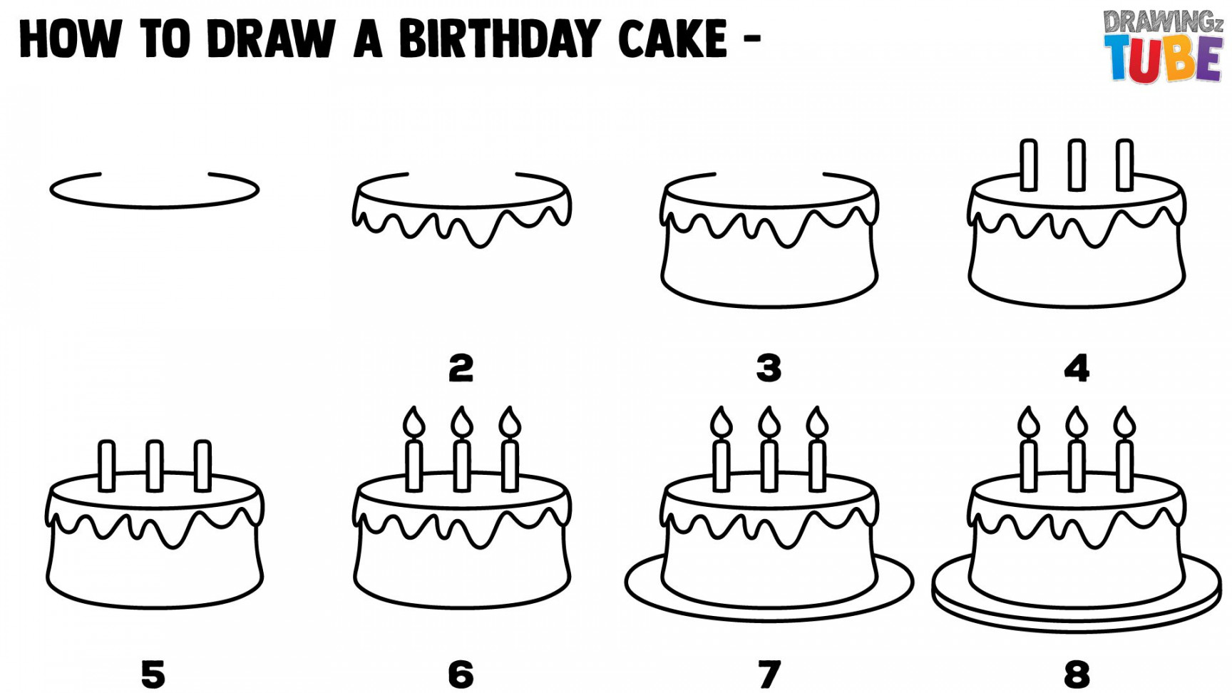 How To Draw Birthday Cake For Kids  Happy birthday drawings, Cake