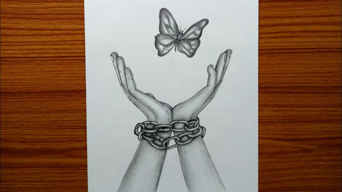 How to draw butterfly in hand easy and step by step  butterfly in hand  pencil sketch