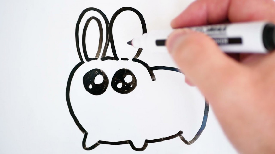 How to Draw Cute Bunny Very easy / Whiteboard drawing EZ