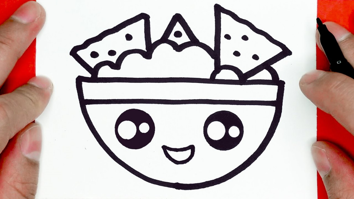 HOW TO DRAW CUTE FOOD NACHOS, DRAW CUTE THINGS