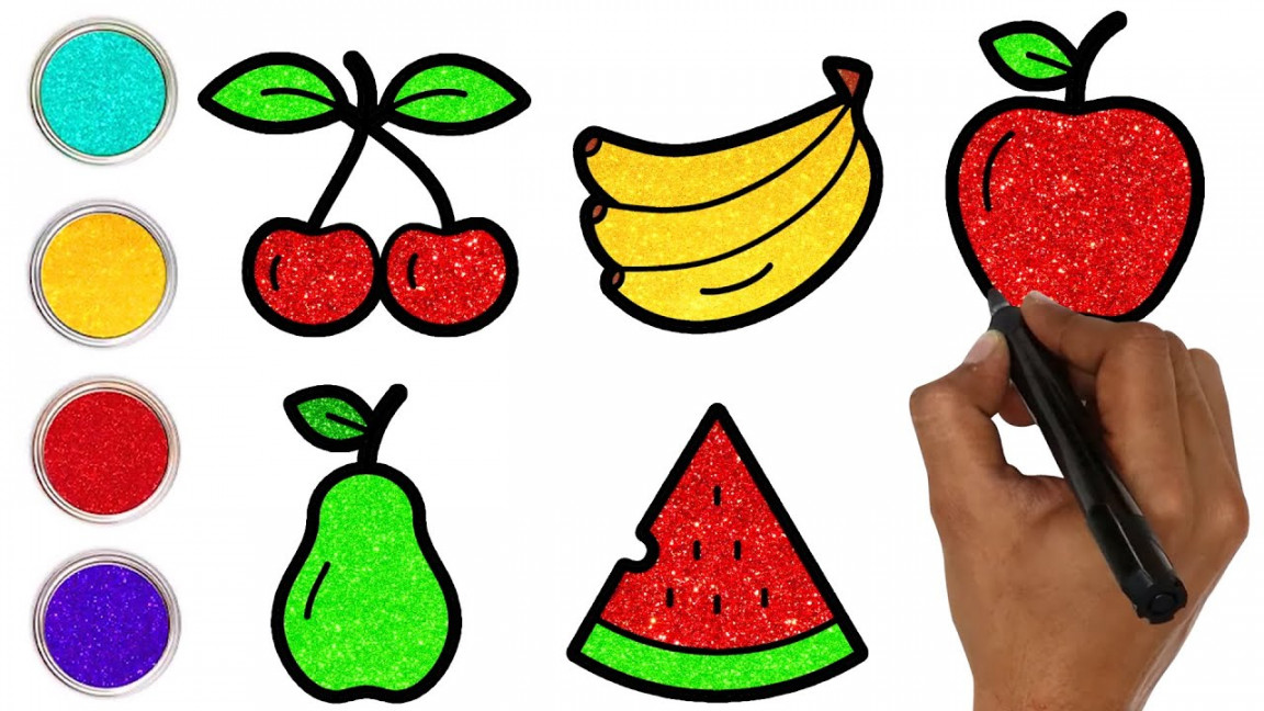 How to Draw Fruits - Easy Drawing and Coloring  Draw Cute Drawings for Kids