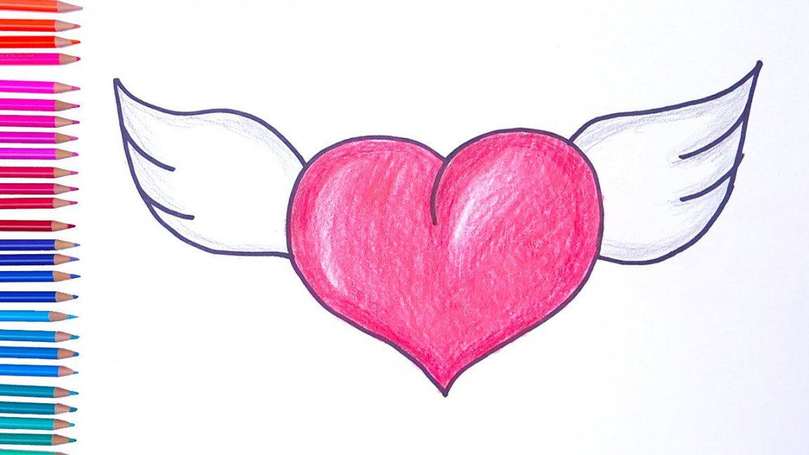 How to draw HEART with wings  Easy drawings