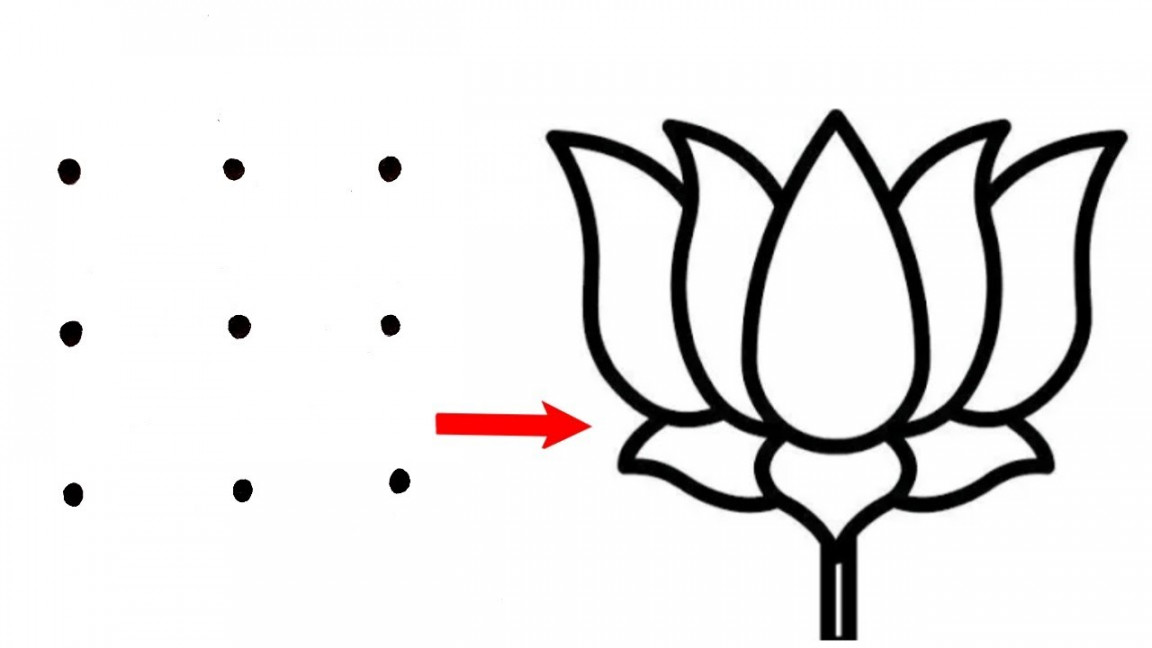 How to draw Lotus flower from  dots  Easy Lotus flower drawing  dots  drawing