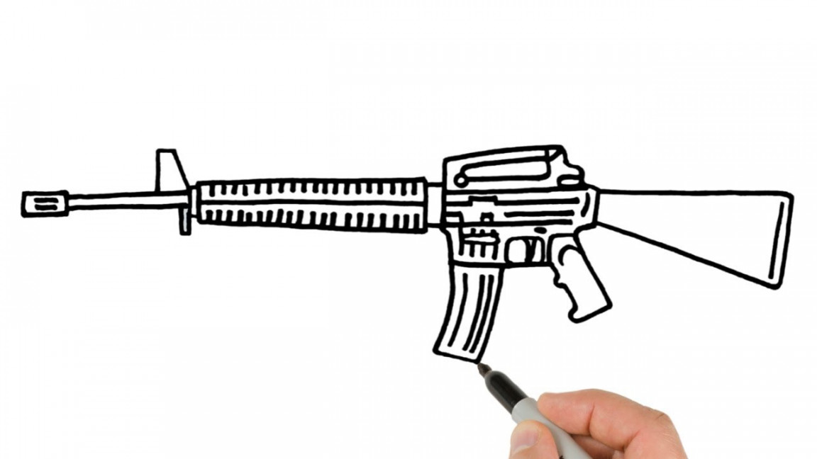 How to Draw M Rifle  Weapon Easy Drawing