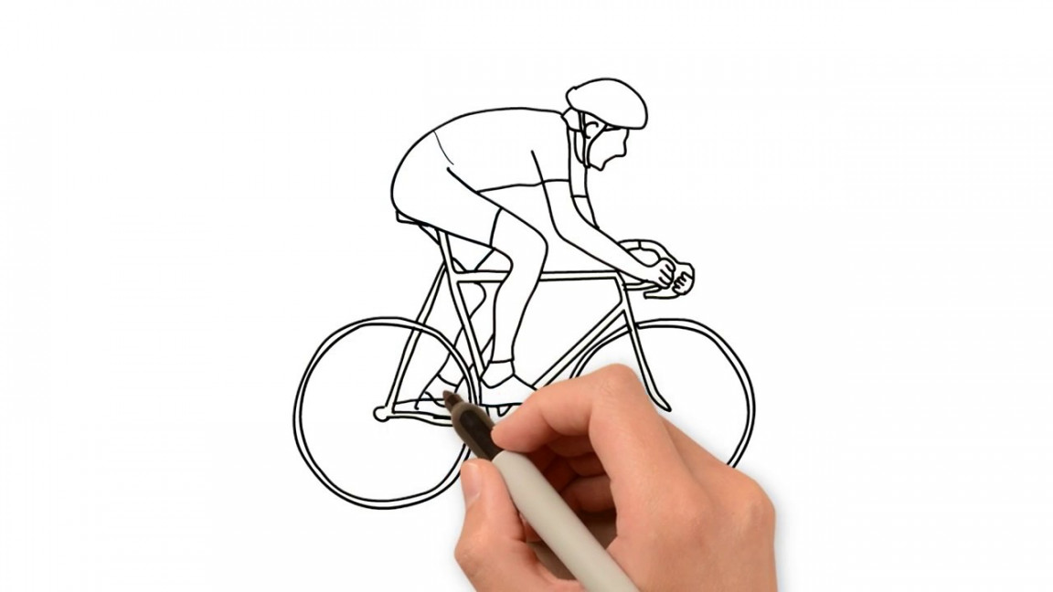 How to draw man riding cycle