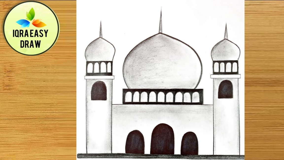 How to Draw Mosque Easy Step by Step  Masjid Drawing Tutorial