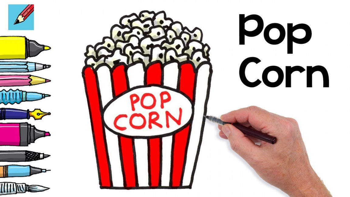 How to Draw Popcorn Real Easy - Spoken Instructions