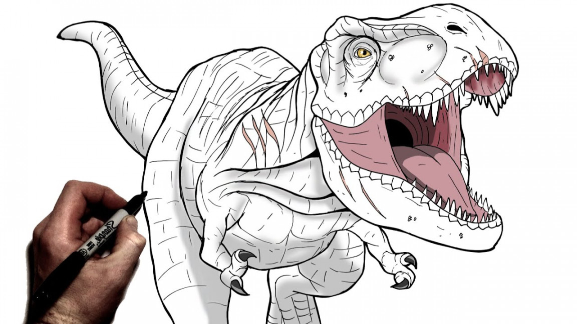 How To Draw Rexy (T Rex)  Step By Step  Jurassic World