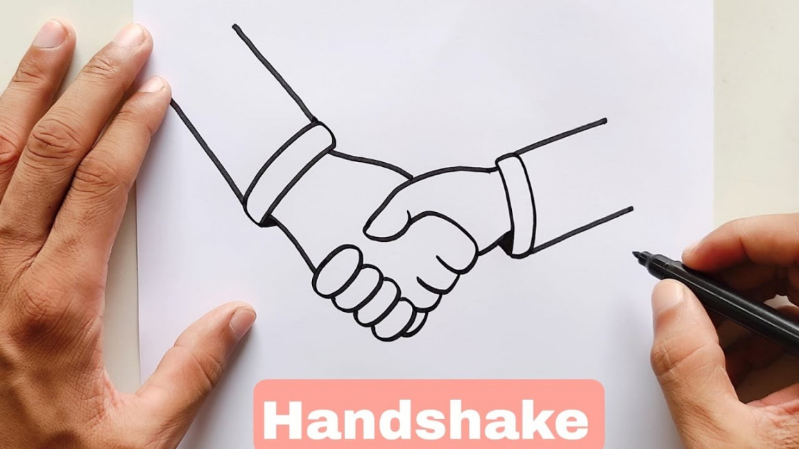 How To Draw Shaking Hands Step By Step  Hand Shake Drawing  Hand Shake  Drawing Easy