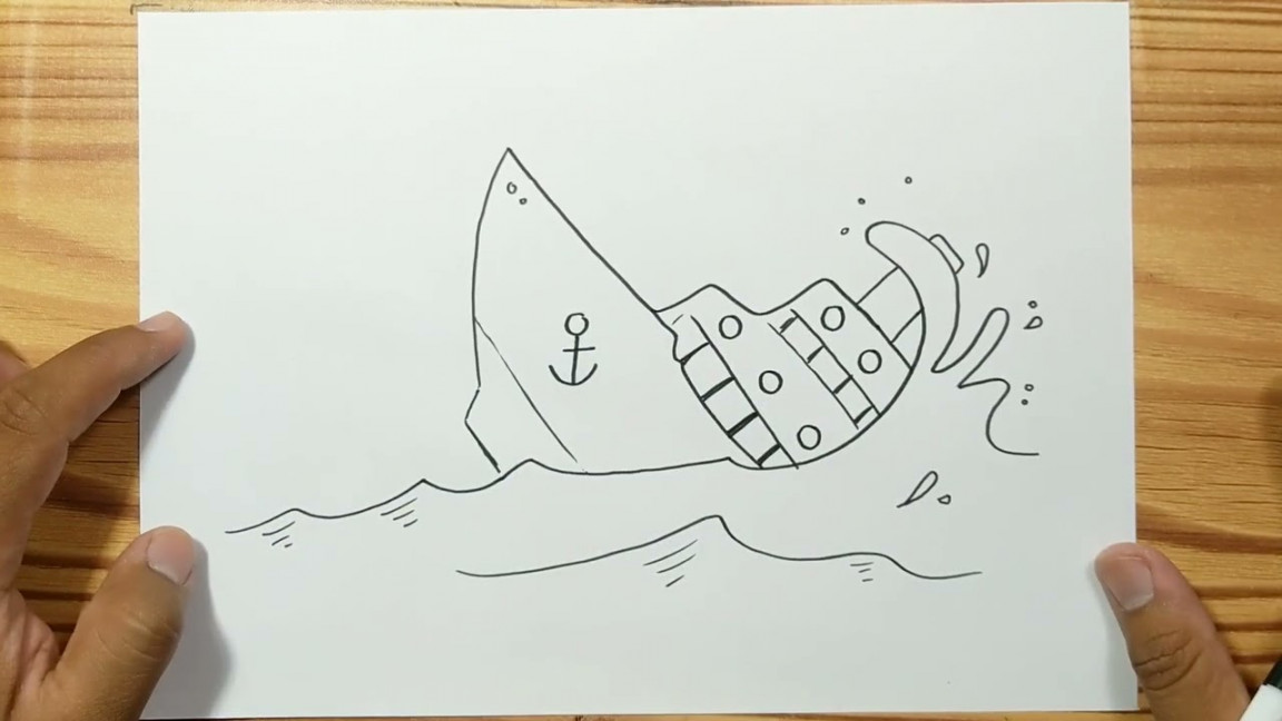 How to draw SINKING SHIP EASY