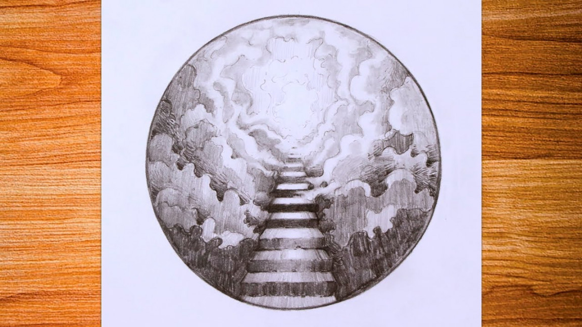 How to Draw Stairway to Heaven - Scenery Pencil Drawing  NCS Music