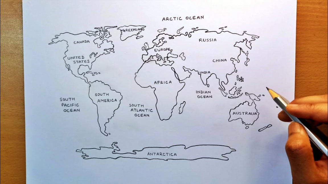 how to draw world map easily step by step  world map drawing  how to  draw world map for upsc