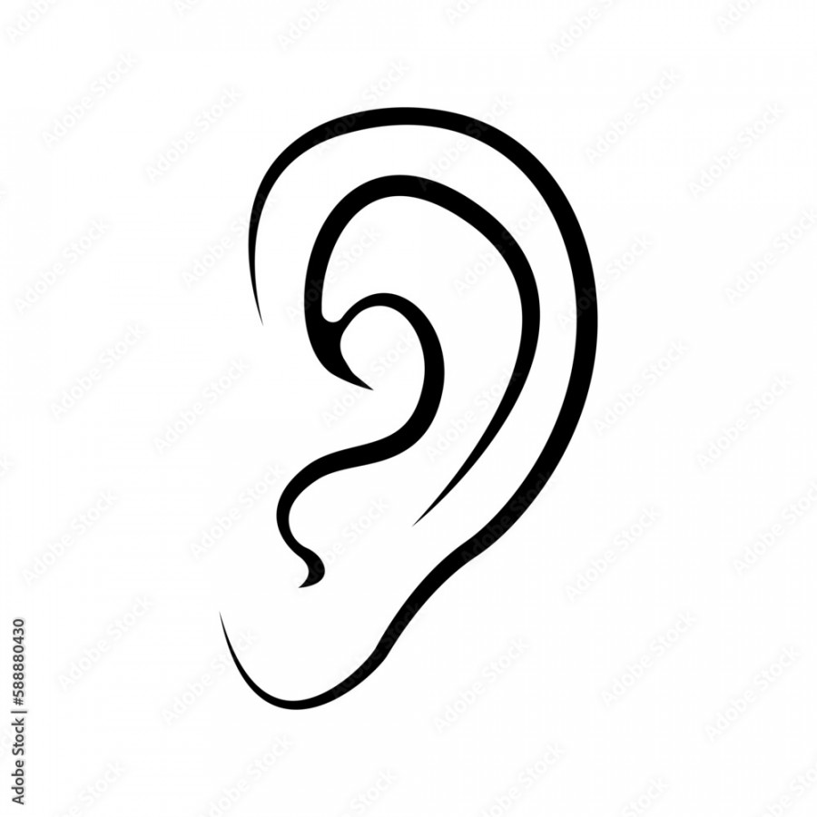 Human Ear Line Art Vector Icon Illustration Stock-Vektorgrafik