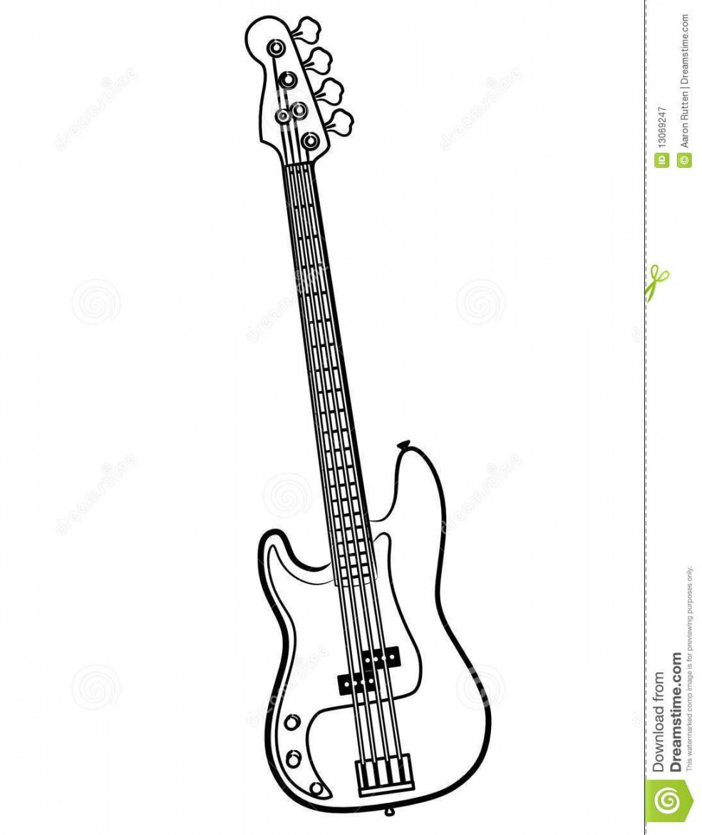 Illustration about A simple Electric Bass Guitar line art