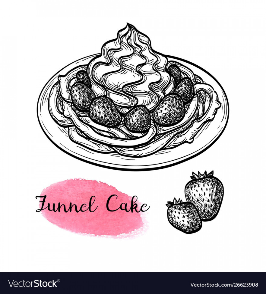 Ink sketch funnel cake Royalty Free Vector Image