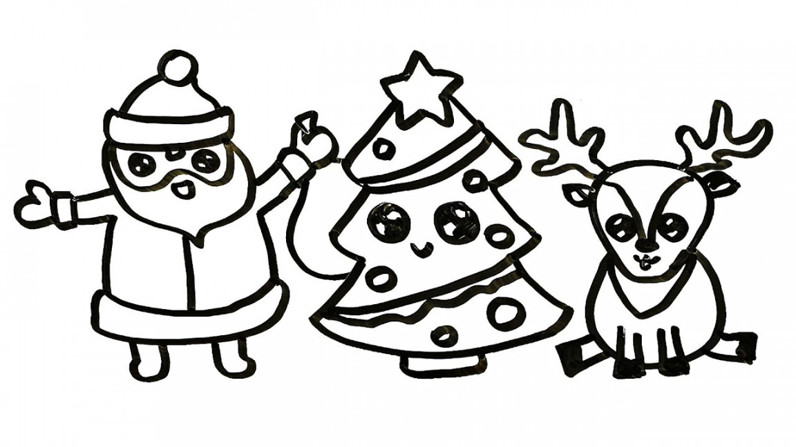 Kawaii Christmas Drawings Easy on a Whiteboard