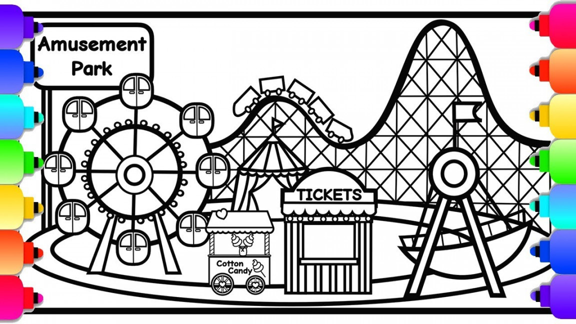 Learn How to Draw an Amusement Park with Rides Step by Step  How to Draw  Carnival Rides