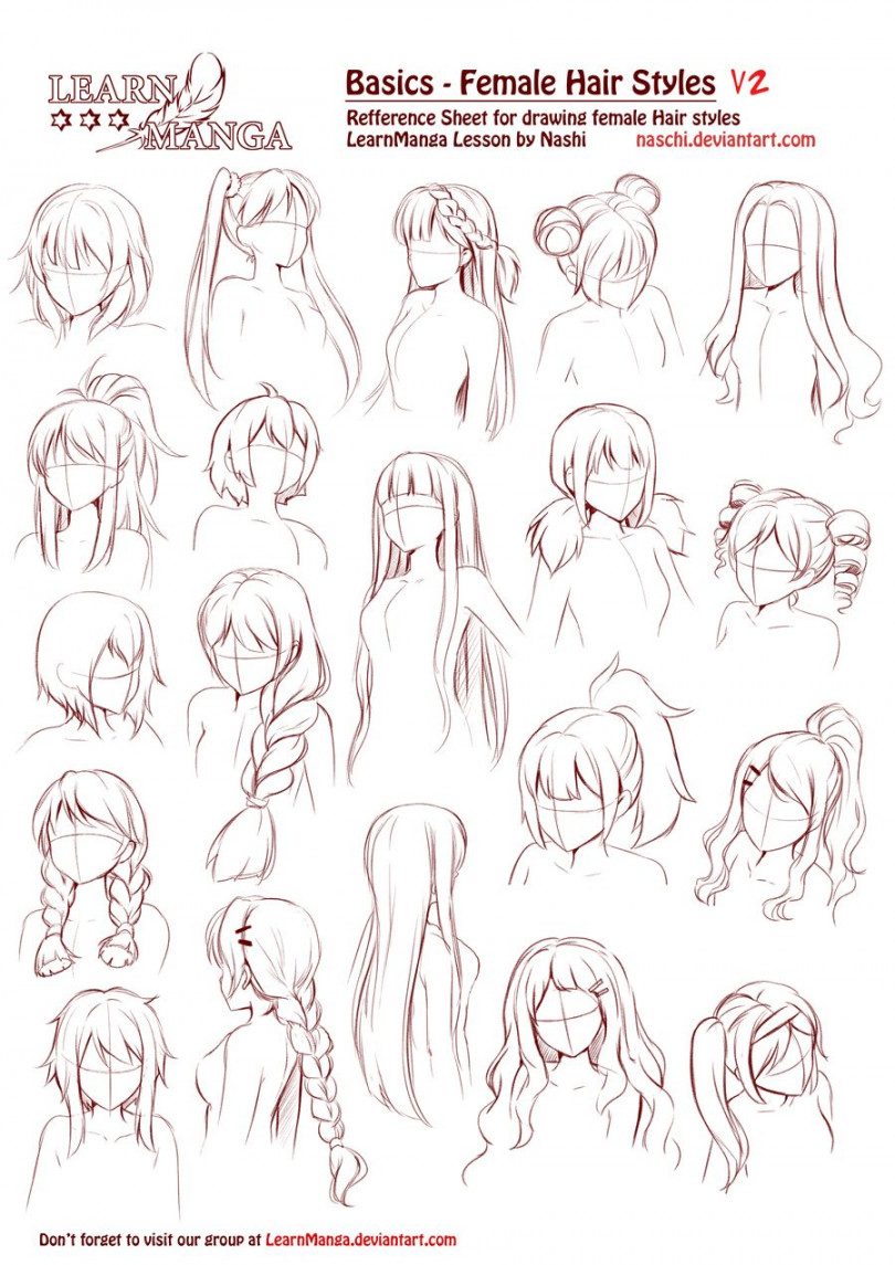 Learn Manga Basics Female Hair styles V by Naschi on DeviantArt