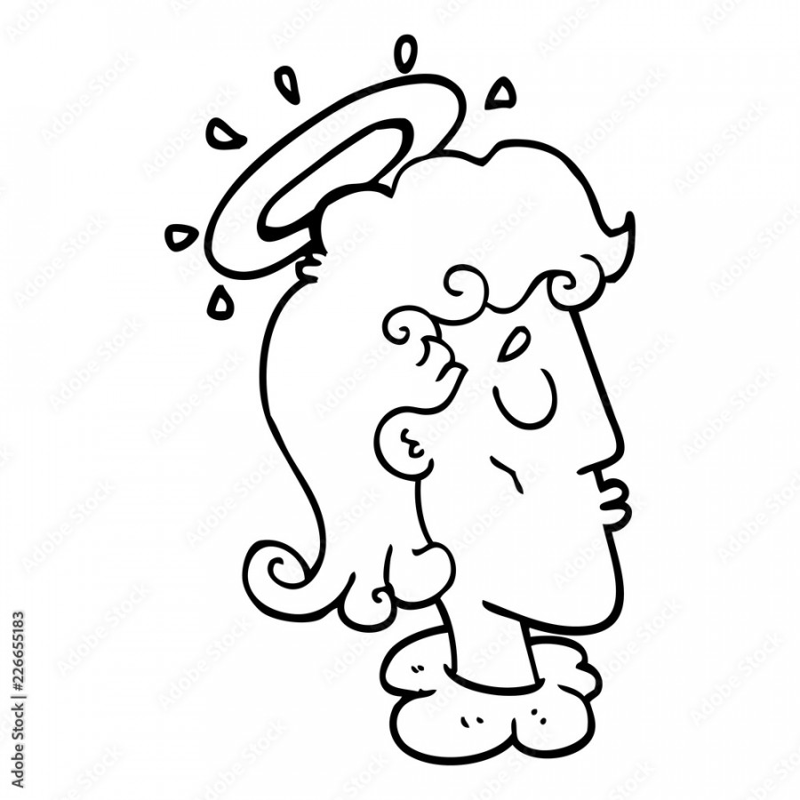 line drawing cartoon angel face Stock-Vektorgrafik  Adobe Stock