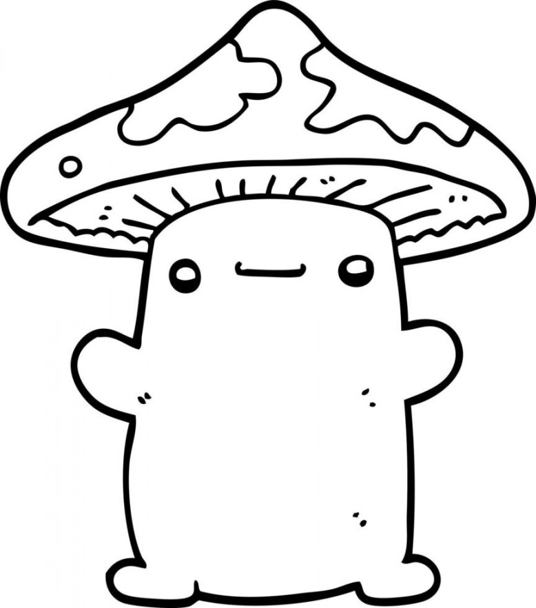 line drawing cartoon mushroom  Vector Art at Vecteezy