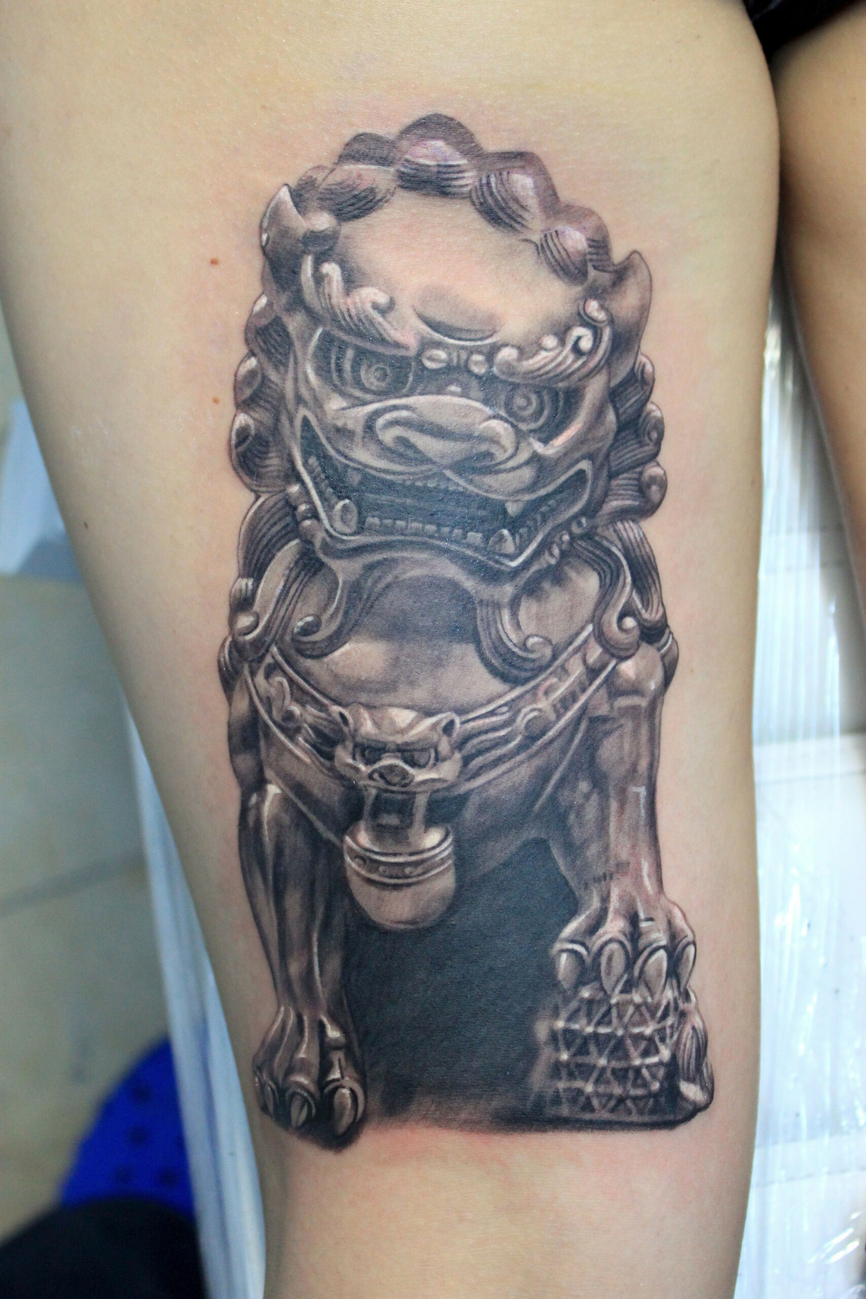 Male Foo Dog #tattoo #tattoo art #realistic tattoo by