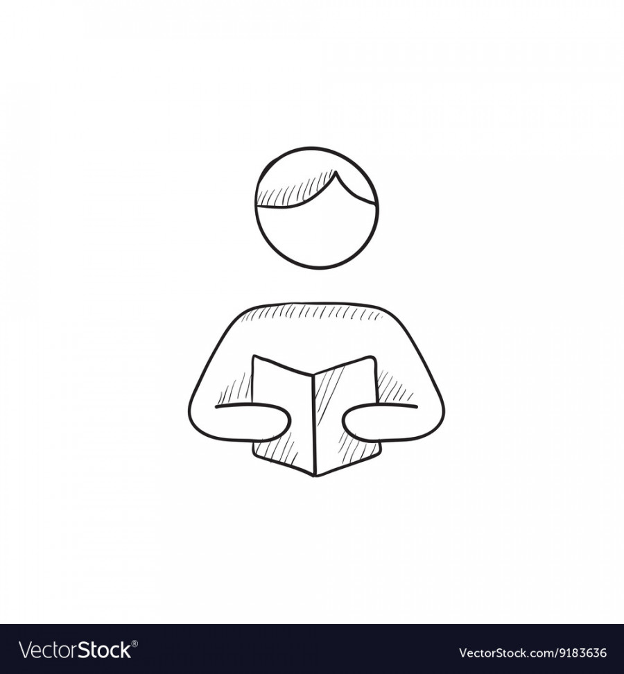 Man reading book sketch icon Royalty Free Vector Image