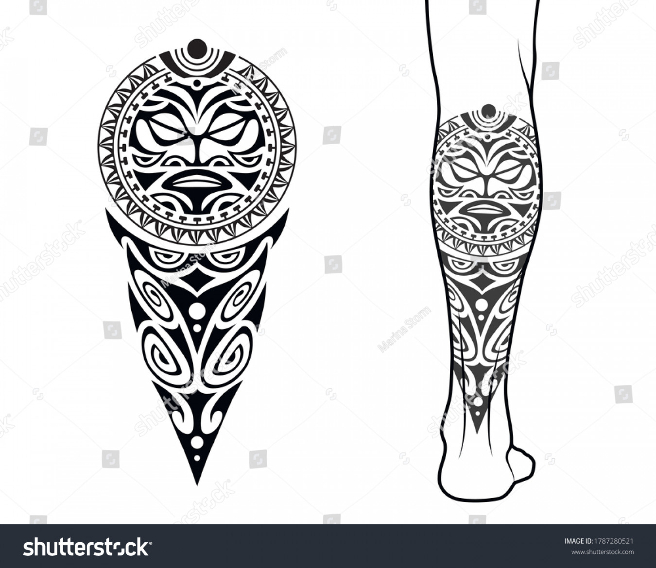 , Maori Tattoo Leg Images, Stock Photos, D objects, & Vectors