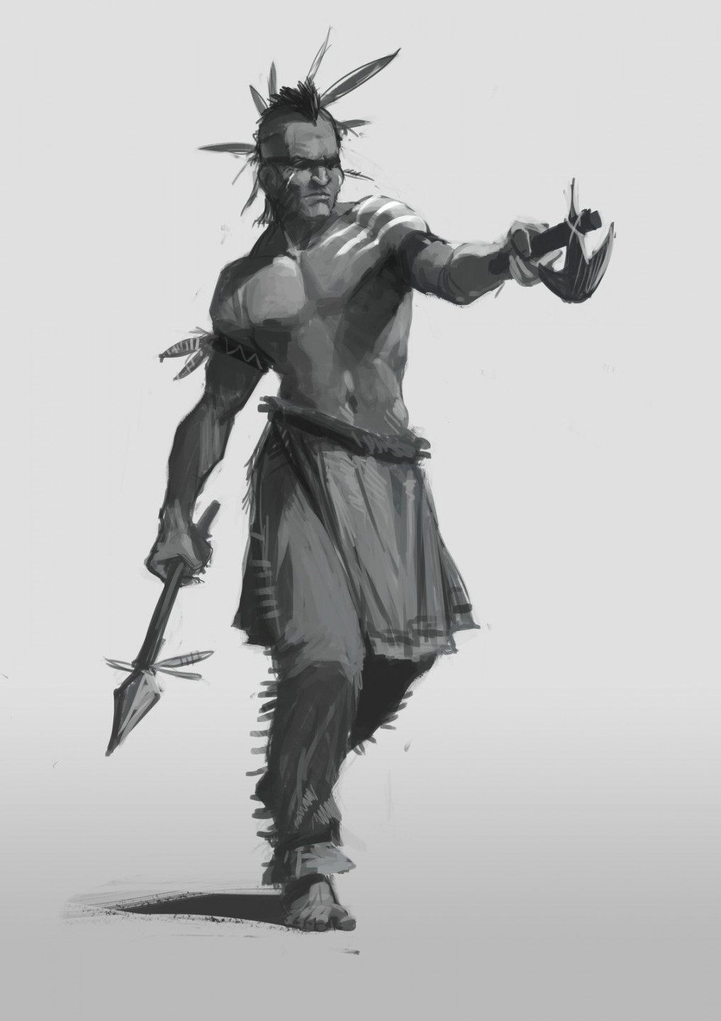 Native American Warrior Sketch, Kevin DARNIS on ArtStation at