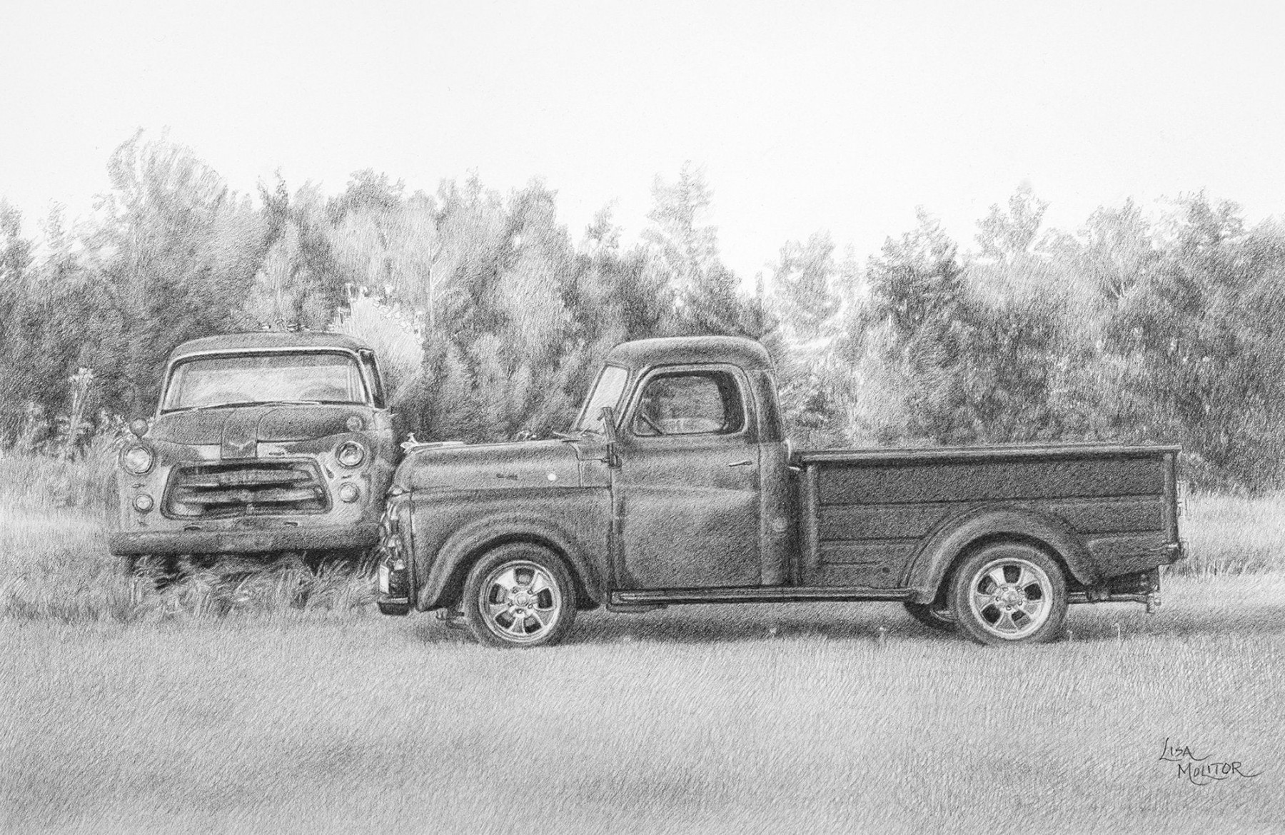 Old Truck, Truck Zeichnung, Old Truck Art Print, Old Truck Collection, Old  Dodge Pickup, Old Pickup, Old Truck Wandkunst, Farm Truck Art