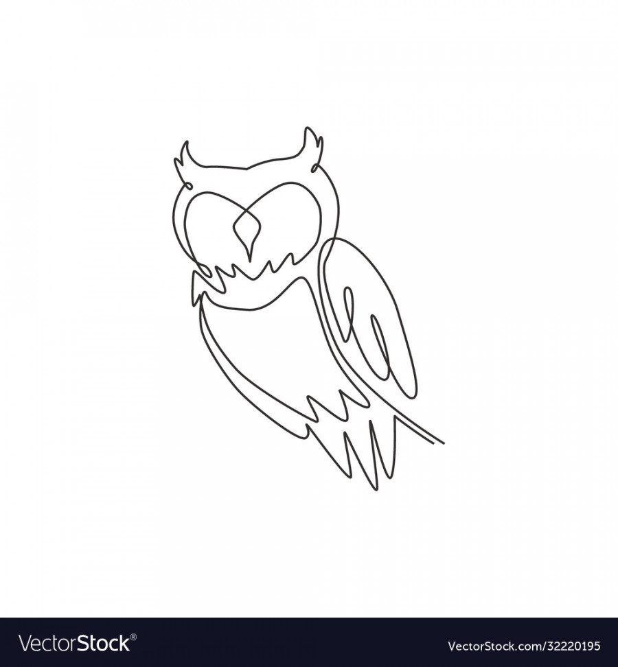 One single line drawing elegant owl bird Vector Image