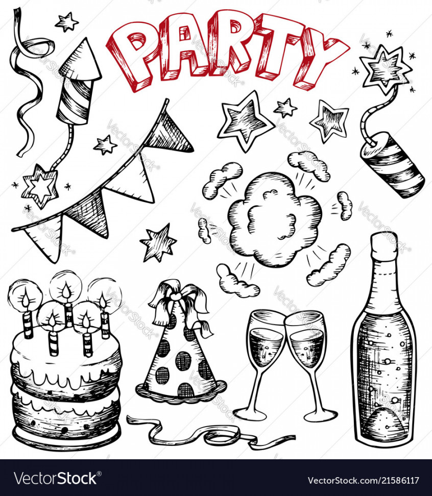 Party drawings collection  Royalty Free Vector Image