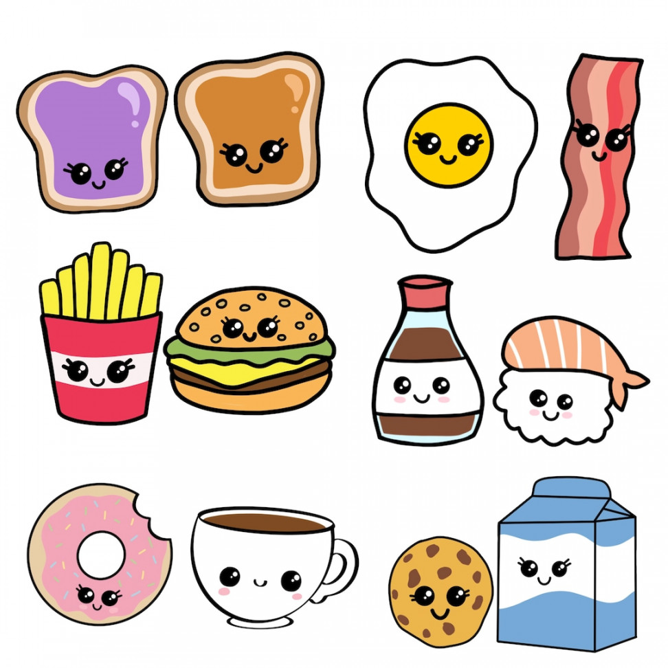 Perfect Match Kawaii Clipart Set PNG Cute Food Clip Art Friendship