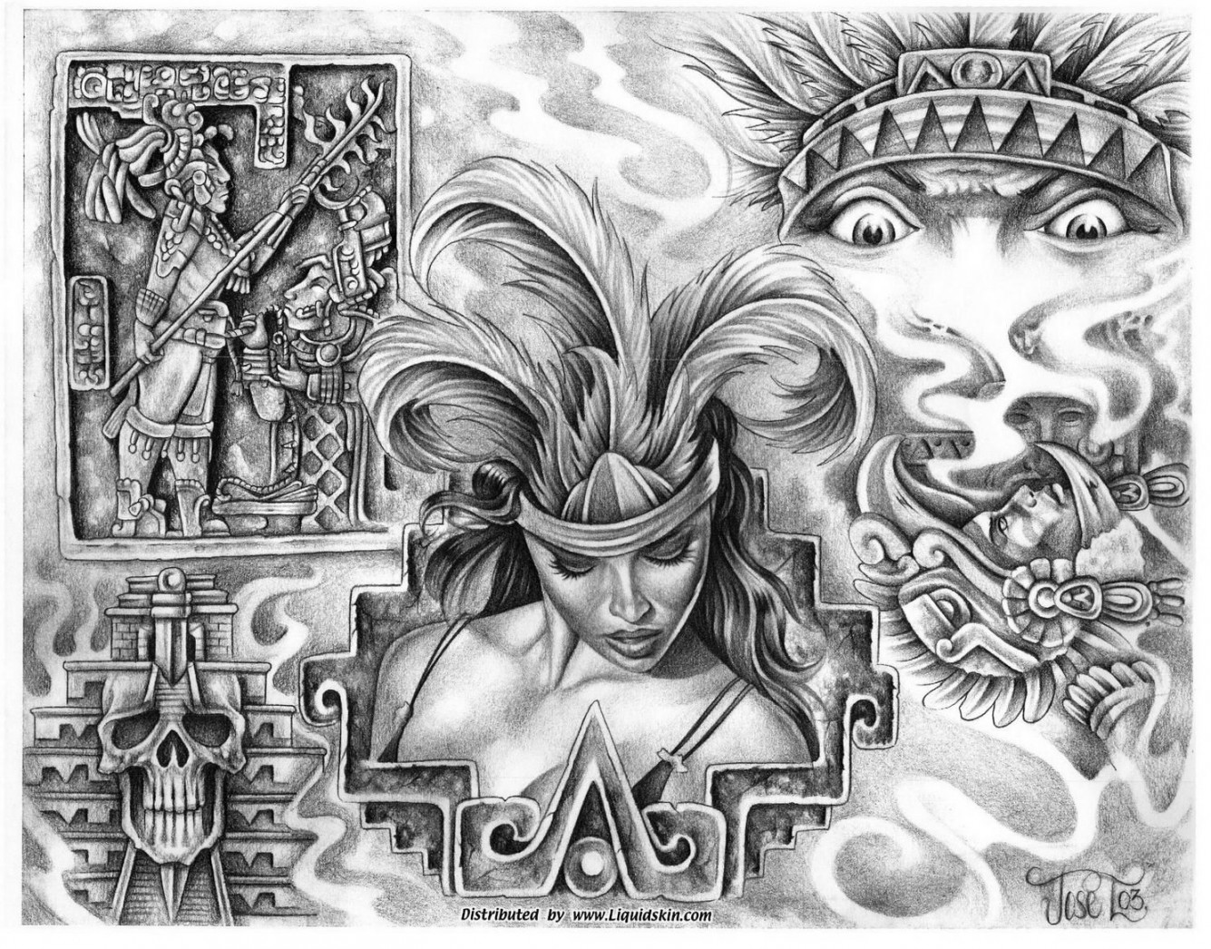 Pin by Renee Marquez on Chicano Art  Aztec drawing, Aztec art