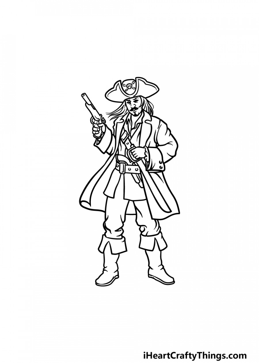 Pirate Drawing - How To Draw A Pirate Step By Step