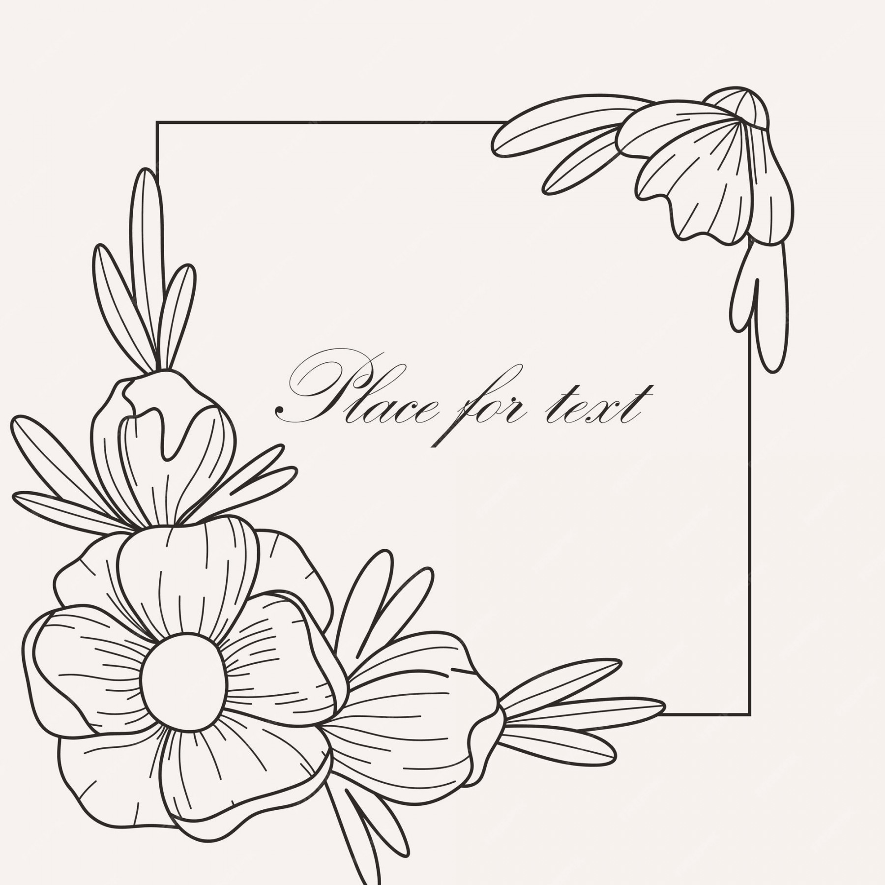 Premium Vector  Botanical square frame hand drawn round line